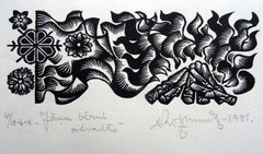 Kids of solstice. 1984. Paper, linocut, 20x34 cm