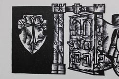 Life in manor. 1982. Paper, linocut, 20x34 cm