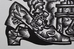 Herstellung von Schuhen. 1979. Papier, Linolschnitt, 25x34 cm