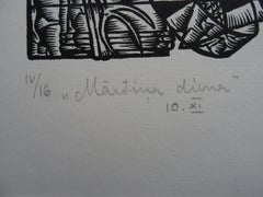 Martins day. 1984. Paper, linocut, 25x34 cm