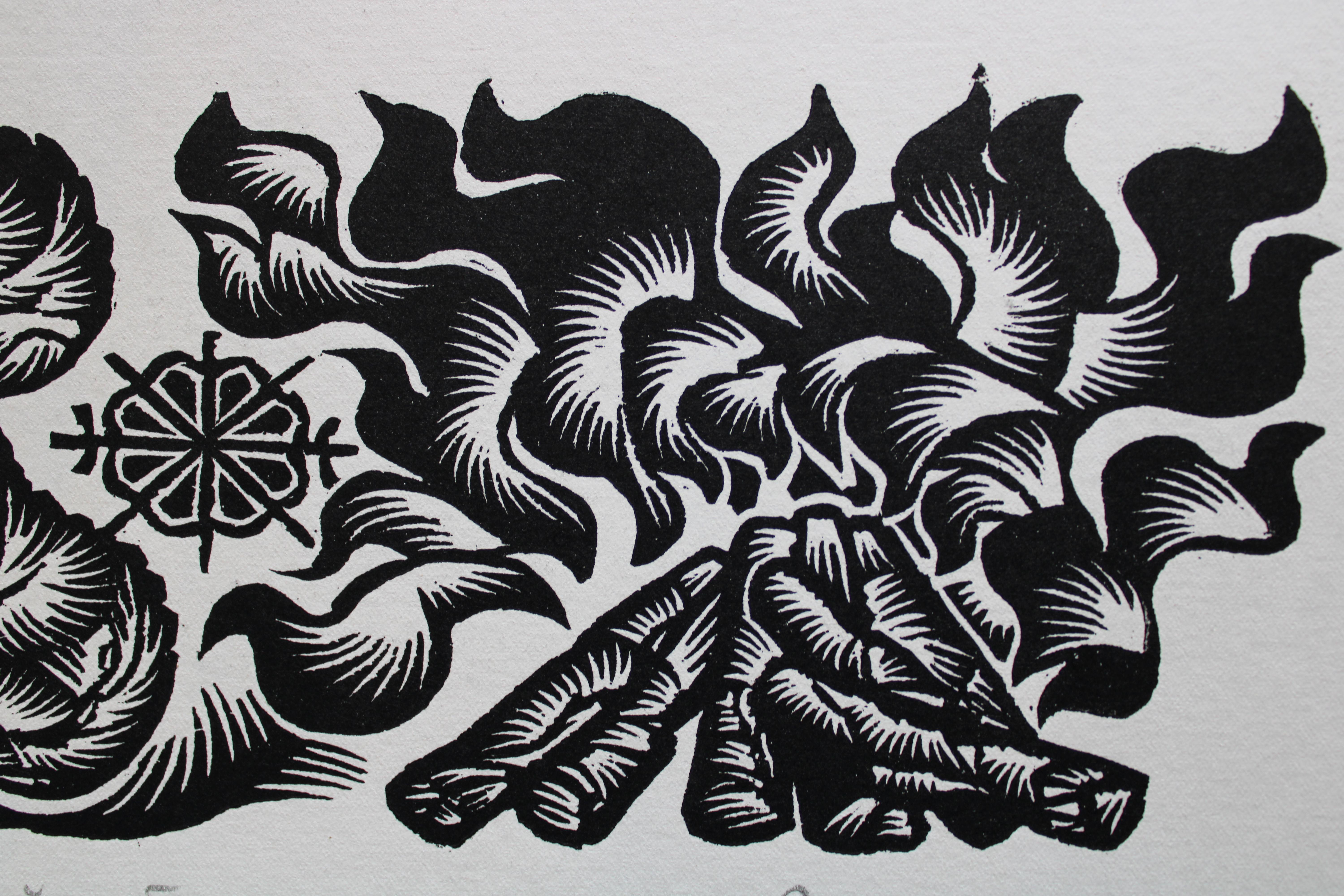 Mittsommerliche Grüße. Nr. 2.1984. Papier, Linolschnitt, 20x34 cm (Grau), Print, von Dainis Rozkalns