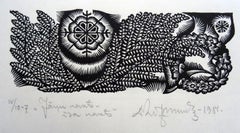 Night of solstice. 1984. Paper, linocut, 20x34 cm