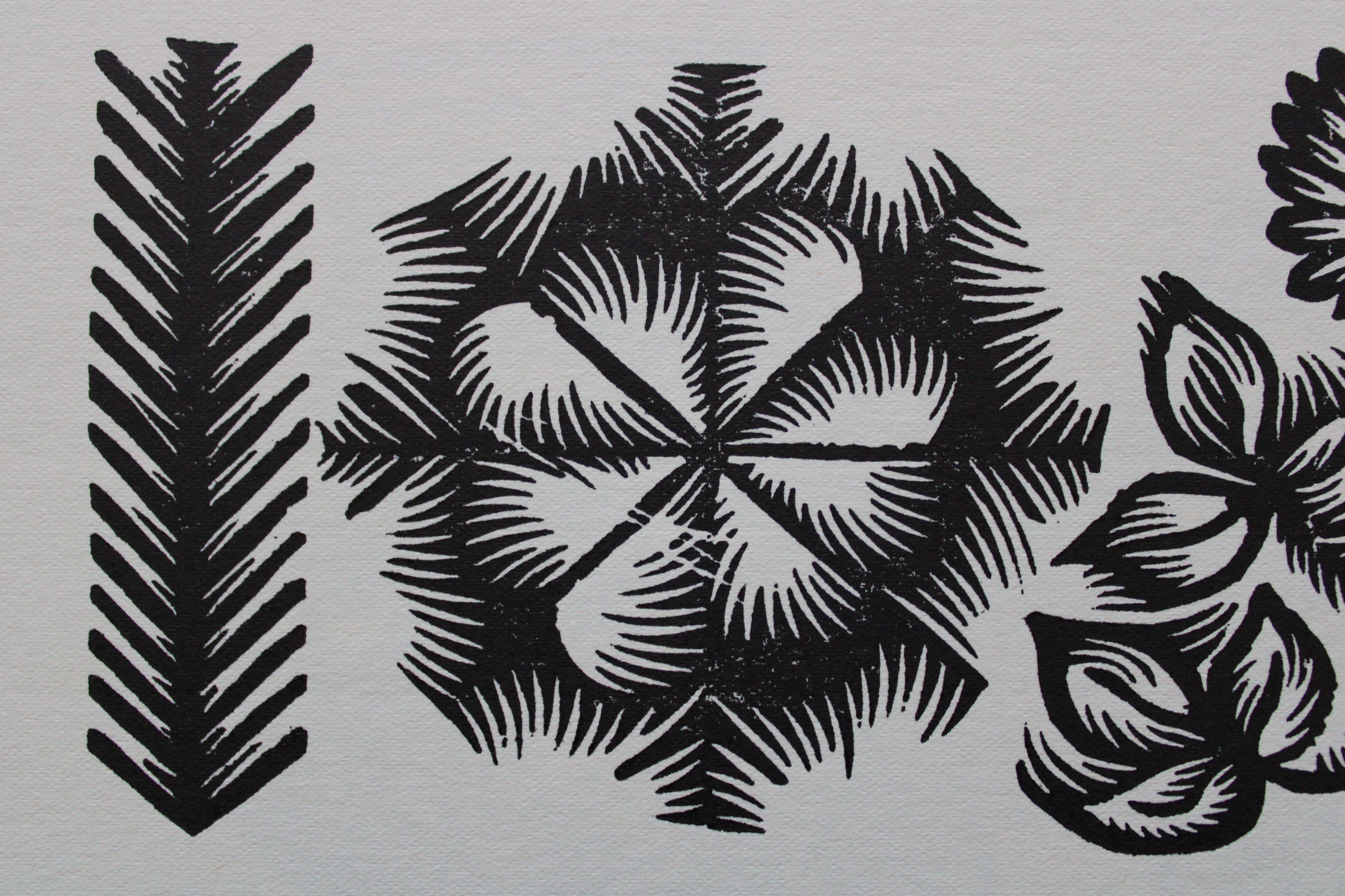 Pascolo. 1979. Carta, linoleografia, 19x33 cm - Print di Dainis Rozkalns