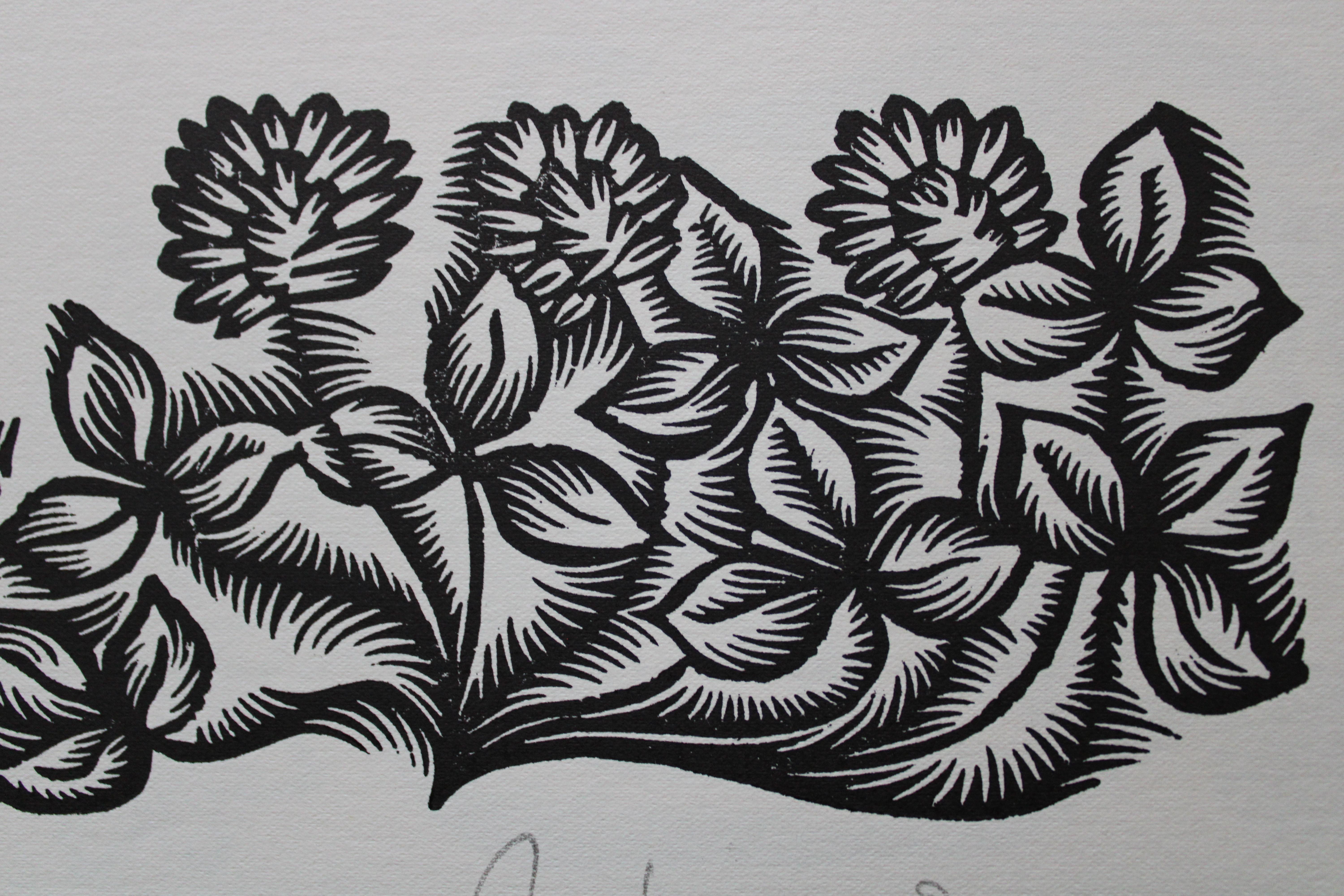 Pascolo. 1979. Carta, linoleografia, 19x33 cm - Print Arte popolare di Dainis Rozkalns