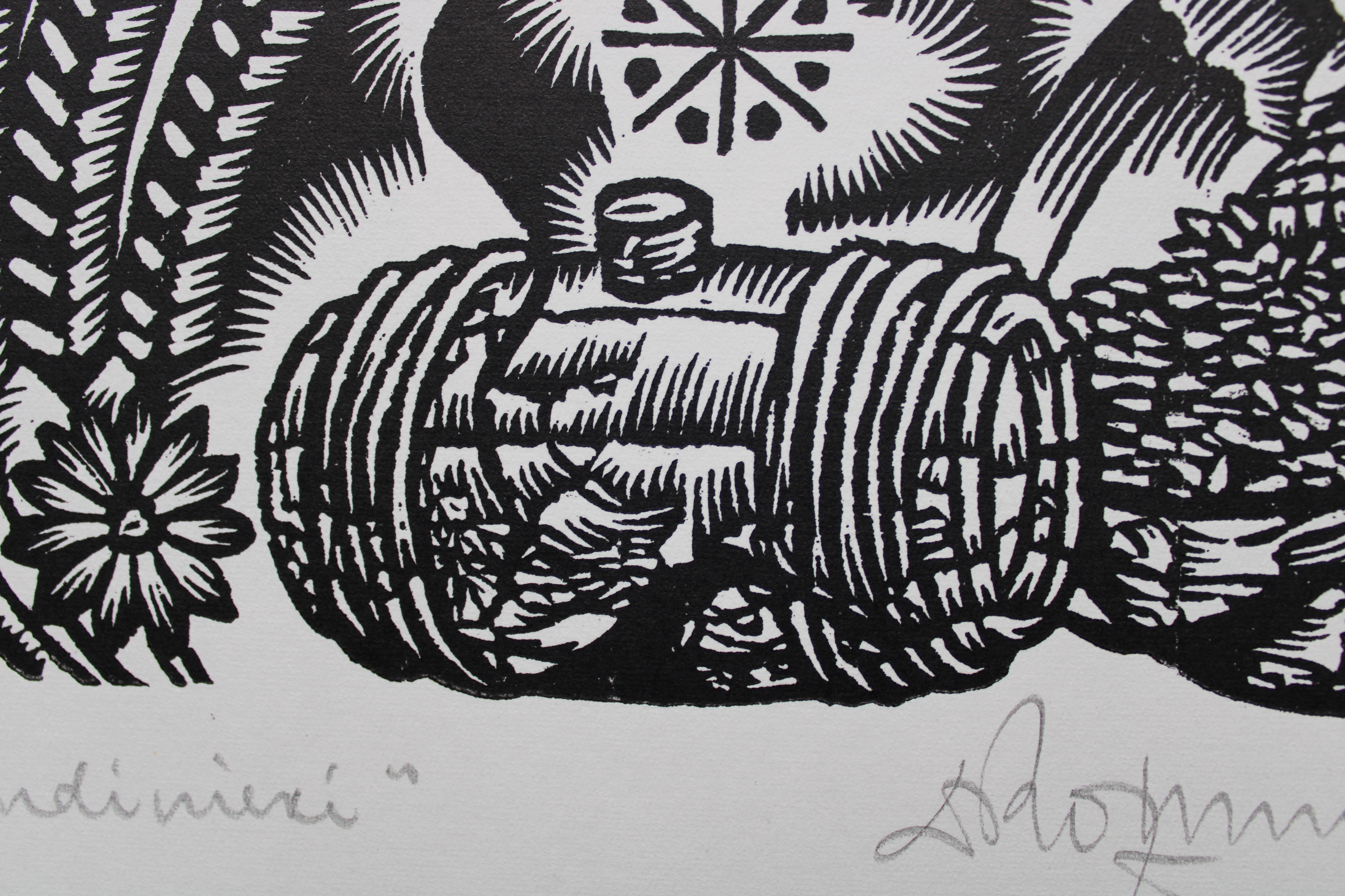 Pawns. 1982. Paper, linocut, 20x34 cm
imprint size 10x25 cm total page size 20x34cm

Dainis Rozkalns (1928 - 2018)

Artist, graphic artist, illustrator of folklore and fiction publications. The main directions of Rožkalns' professional activity are