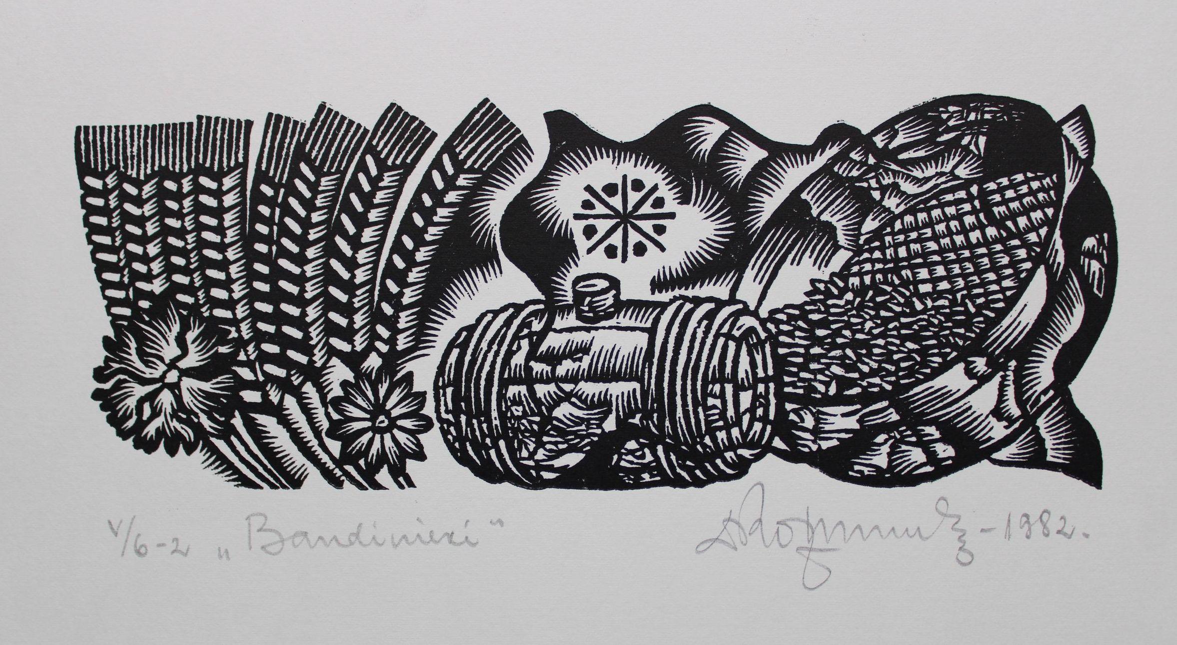 Pawns. 1982. Papier, linogravure, 20 x 34 cm