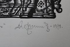 Beruf des Schweinezüchters. 1979. Papier, Linolschnitt, 25x34 cm