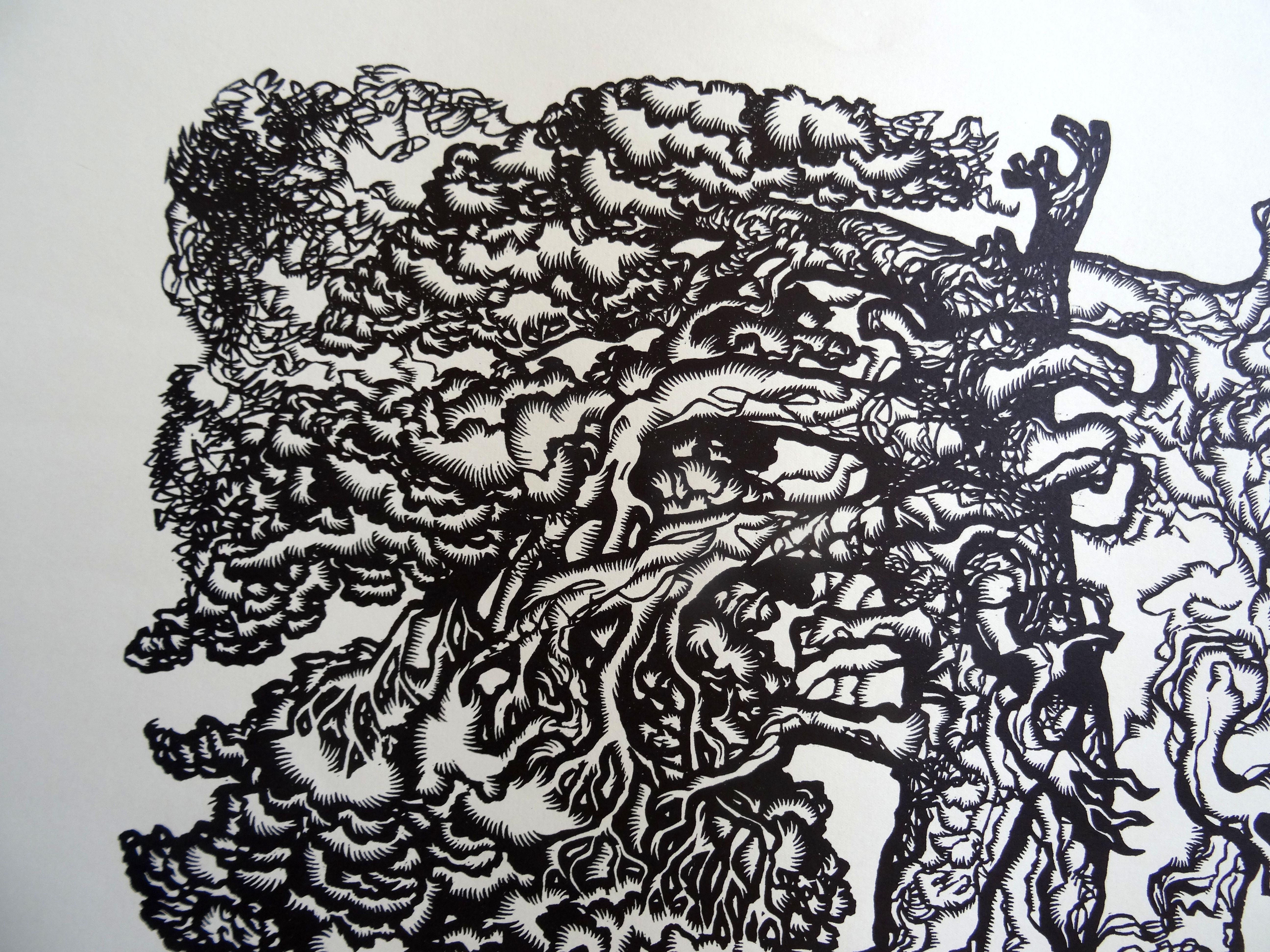 Kiefernholzbaum. 1978, Papier, Linolschnitt, Druckgröße 50x40 cm; Papiergröße 70x55 cm (Geometrische Abstraktion), Print, von Dainis Rozkalns