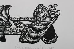 Servants. 1982. Paper, linocut, 20x34 cm