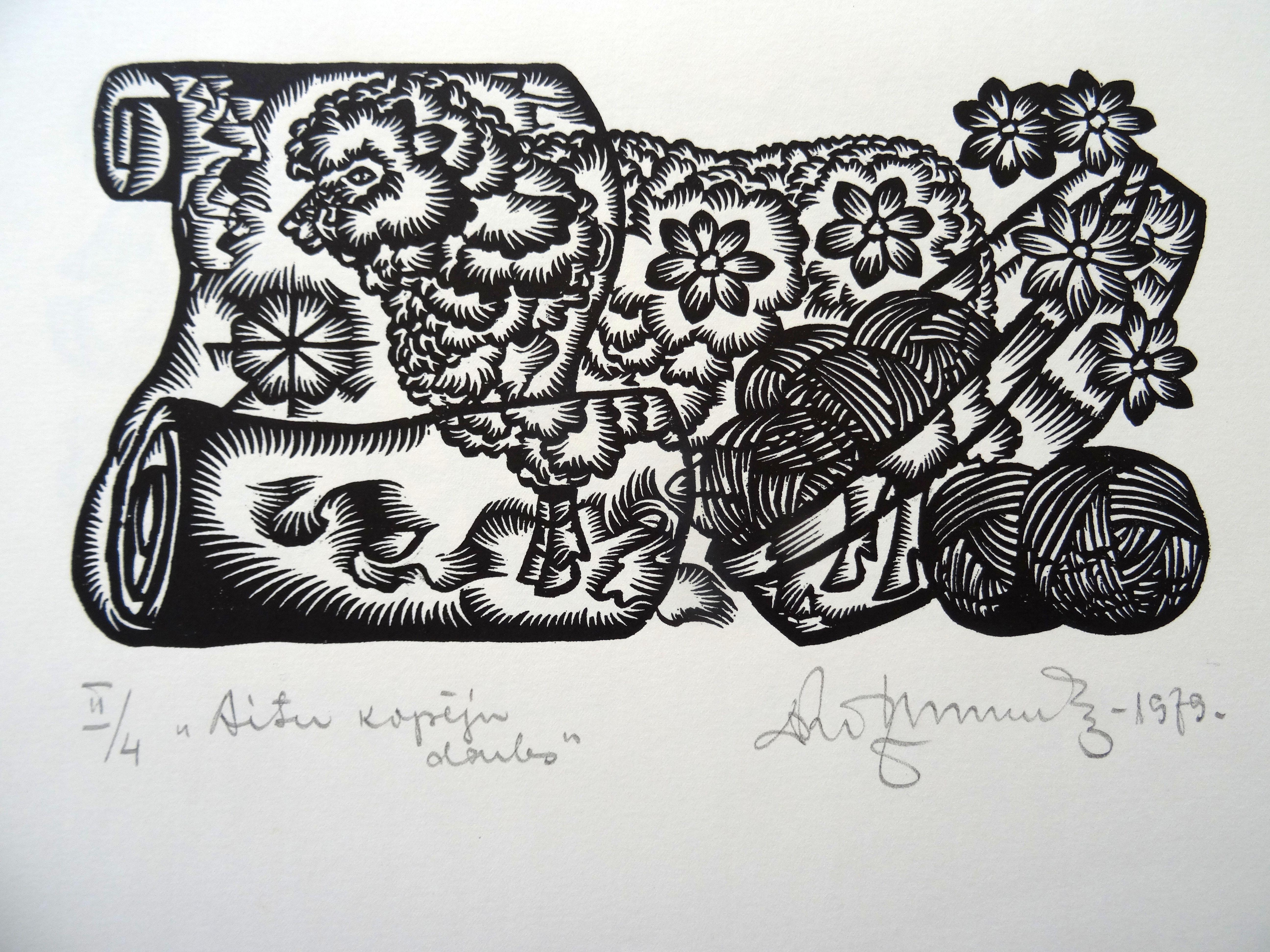 Il lavoro del pastore. 1979. Carta, linoleografia, 25x34 cm