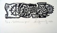 Il pastore della domenica. 1979. Carta, linoleografia, 19x33 cm