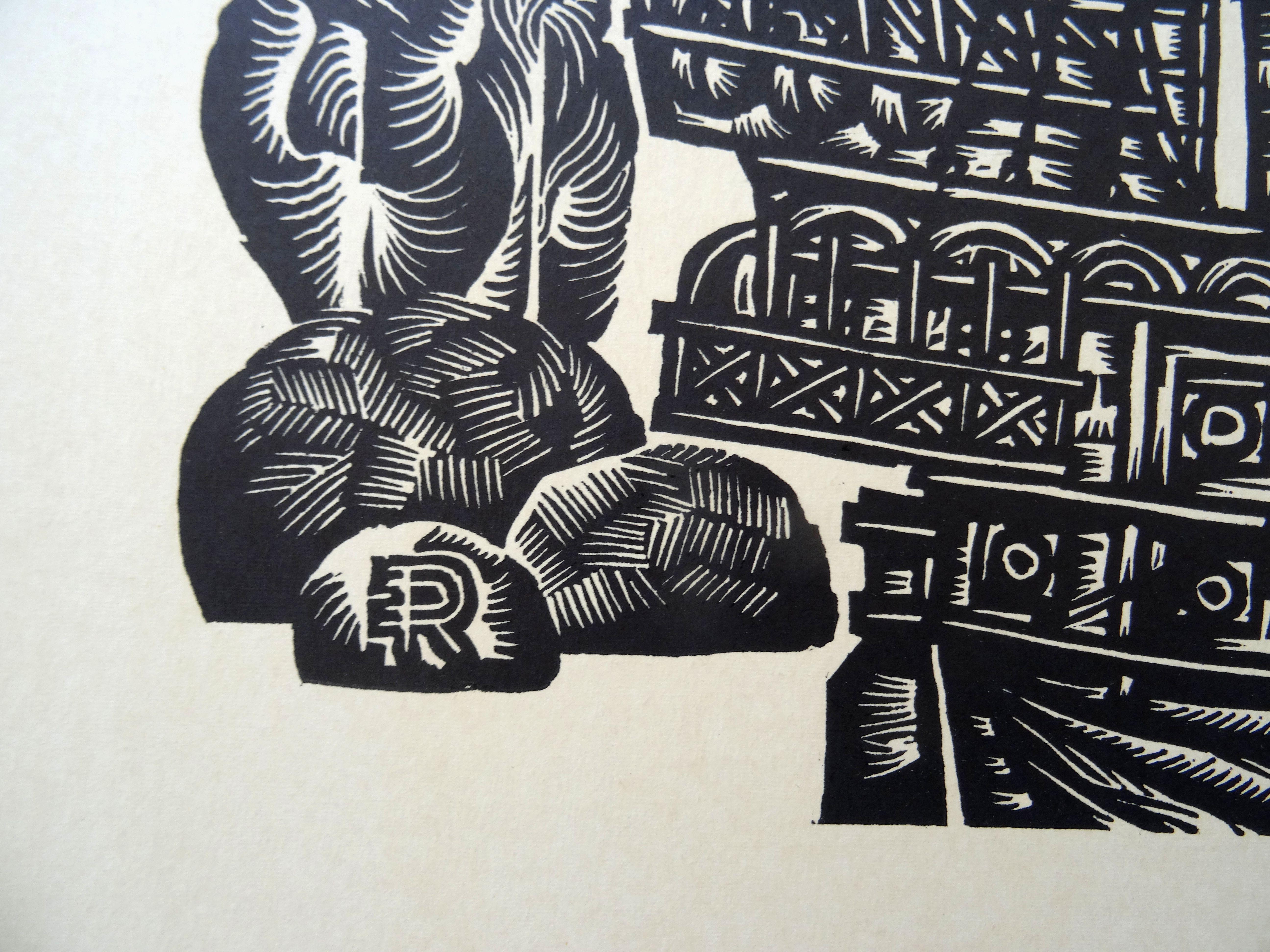 linocut on paper