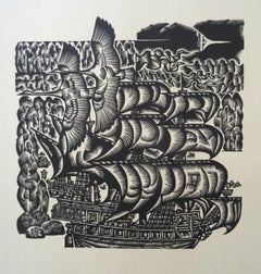 Cisnes. 1976, Papel, linograbado, 80x65 cm