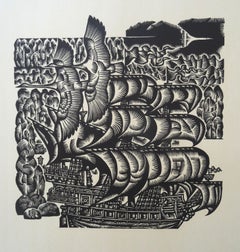 Vintage Swans. 1976., Paper, linocut, 80x65 cm