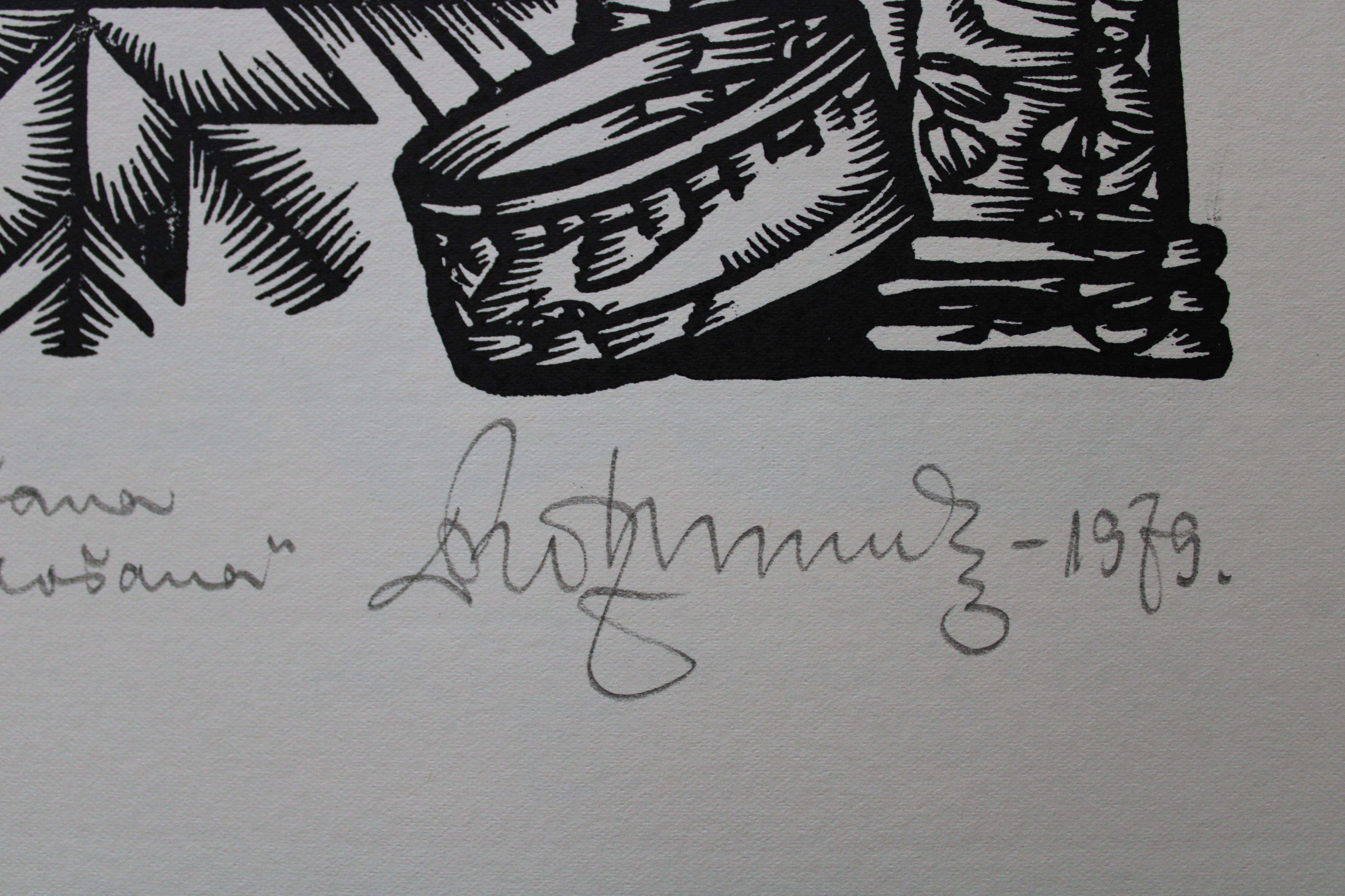 La compravendita del puledro. 1979. Carta, linoleografia, 19x33 cm
dimensioni dell'impronta 8x25 cm dimensioni totali della pagina 19x33cm

Dainis Rozkalns (1928 - 2018)

Artista, grafico, illustratore di pubblicazioni folcloristiche e di narrativa.