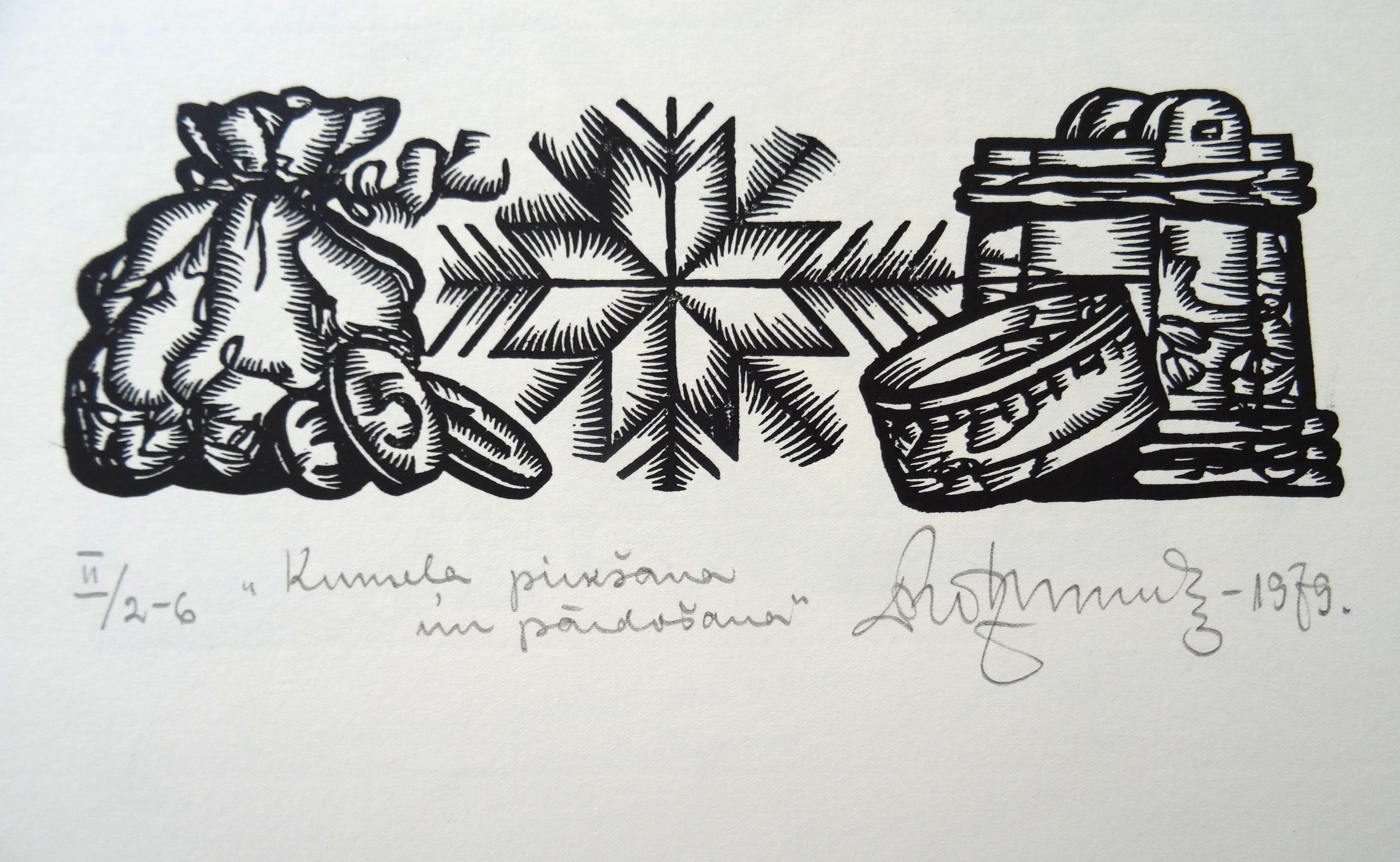 Still-Life Print di Dainis Rozkalns - La compravendita del puledro. 1979. Carta, linoleografia, 19x33 cm