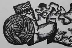 The diligent and the lazy herdsman. 1979. Paper, linocut, 19x33 cm