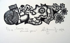El pastor diligente y el perezoso. 1979. Papel, linograbado, 19x33 cm