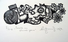 Der fleißige und der faule Hirte. 1979. Papier, Linolschnitt, 19x33 cm