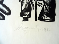 La neige était soufflée. 1973, papier, linogravure, taille de l'impression 45x50 cm ; total 60x58 cm