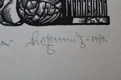 Il tempo e il luogo del lavoro. 1979. Carta, linoleografia, 19x33, 5 cm