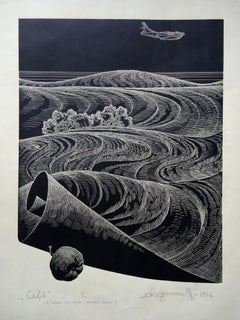 La strada. 1976, linoleografia, formato stampa 65x50 cm; totale 75x60 cm