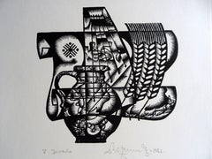 V Intro. 1982. Paper, linocut, 25x31 cm