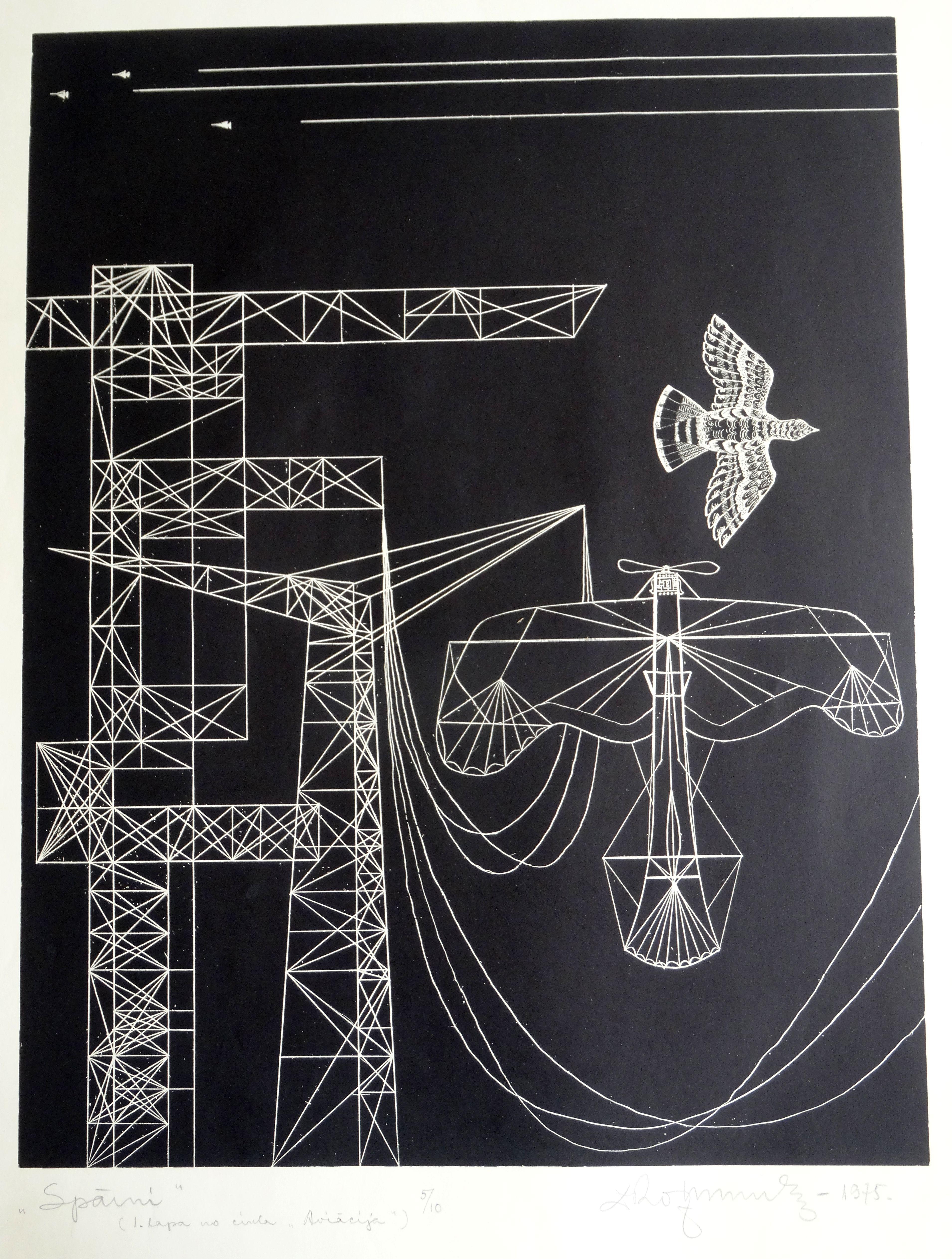 Wings. 1975., Woodcut, 70x50 cm