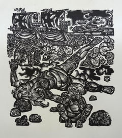 With fire and sword. 1977, Paper, linocut, print size 55x50 cm; total 70x60 cm