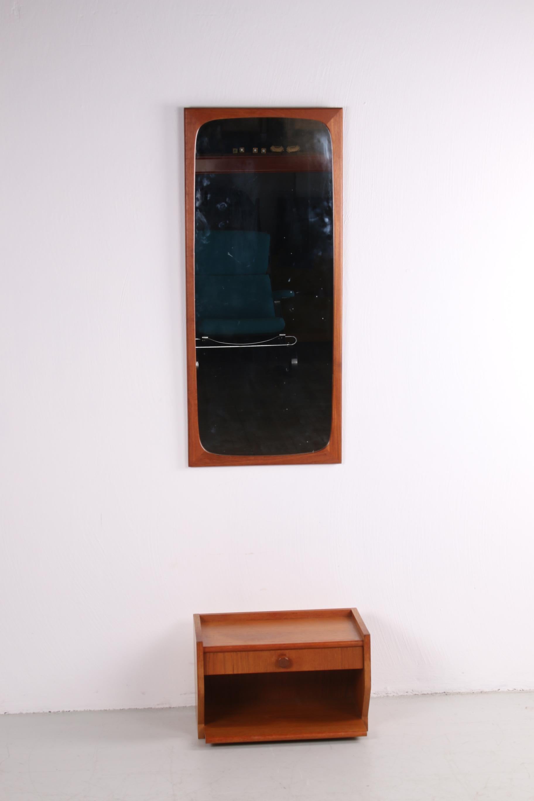 Dains Teak Wooden Hallway Set Mirror with Floating Dresser, 1960 For Sale 7