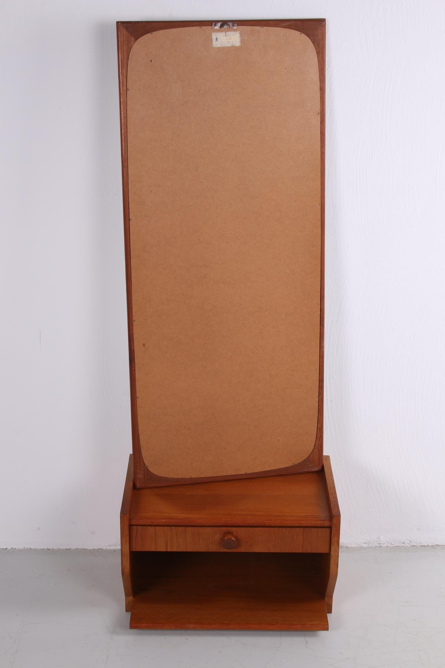 Dains Teak Wooden Hallway Set Mirror with Floating Dresser, 1960 For Sale 2