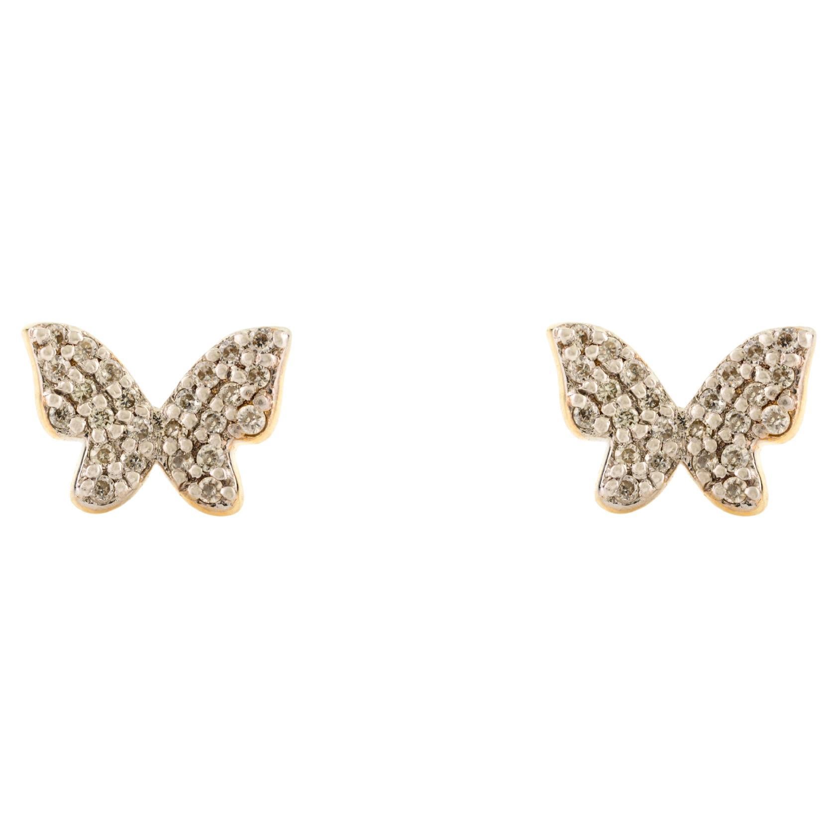 Delicati orecchini a perno con farfalla di diamante da 0,089ct in oro 18k Regalo perfetto per la figlia