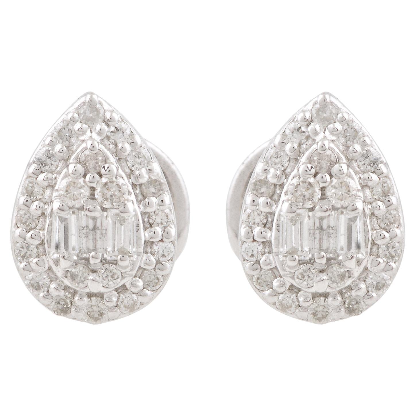 Item Code :- SJTE-10014
Gross Weight :- 1.20 gm
10k White Gold Weight :- 1.17 gm
Diamond Weight :- 0.16 carat
Earrings Size :- 7x4 mm approx.