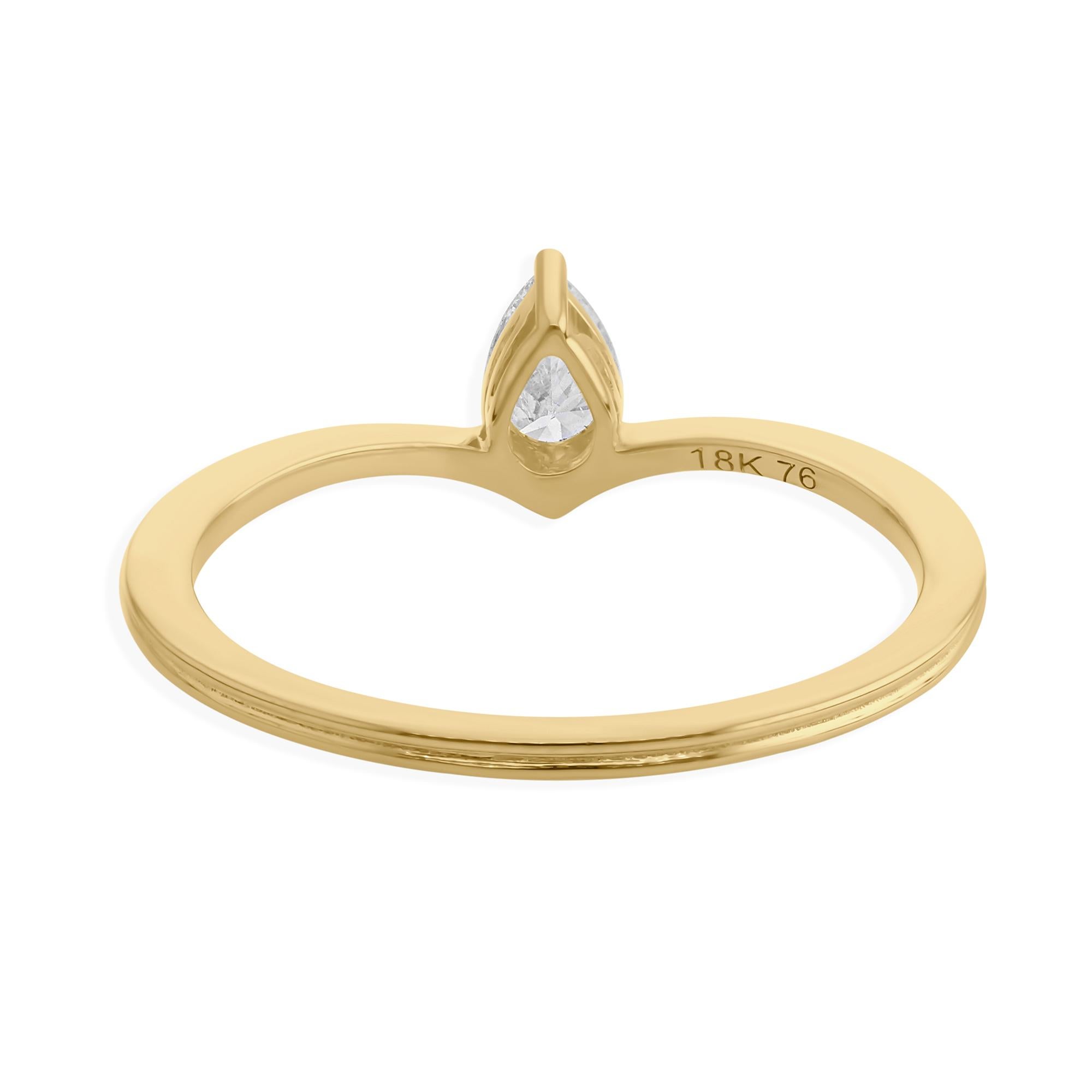Im Angebot: Zierlich 0,19 Karat Birne Diamant Solitär Ring Alle Tarife bezahlt 18k Gelbgold () 4