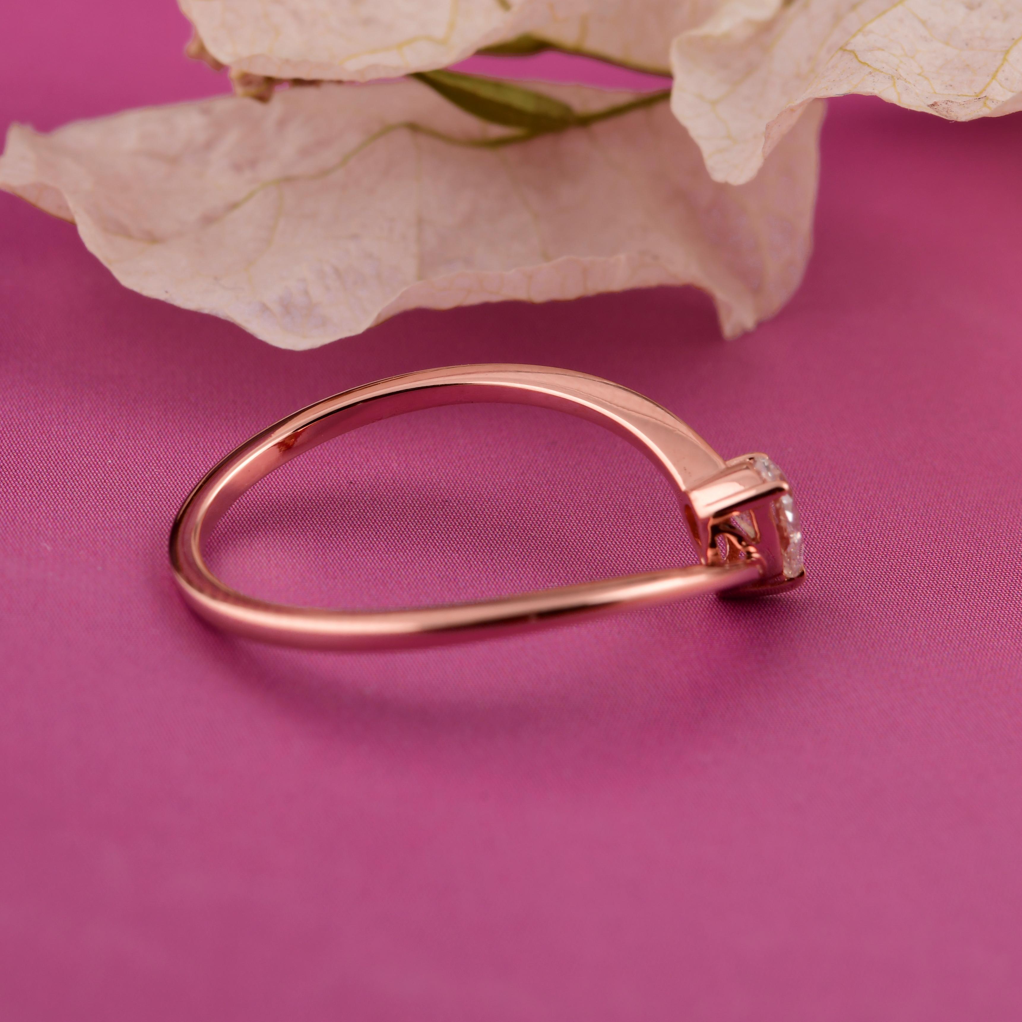 Im Angebot: Zierlicher 0,24 Karat Diamant im Birnenschliff 14 Karat Roségold Versprechensring für Frauen () 11
