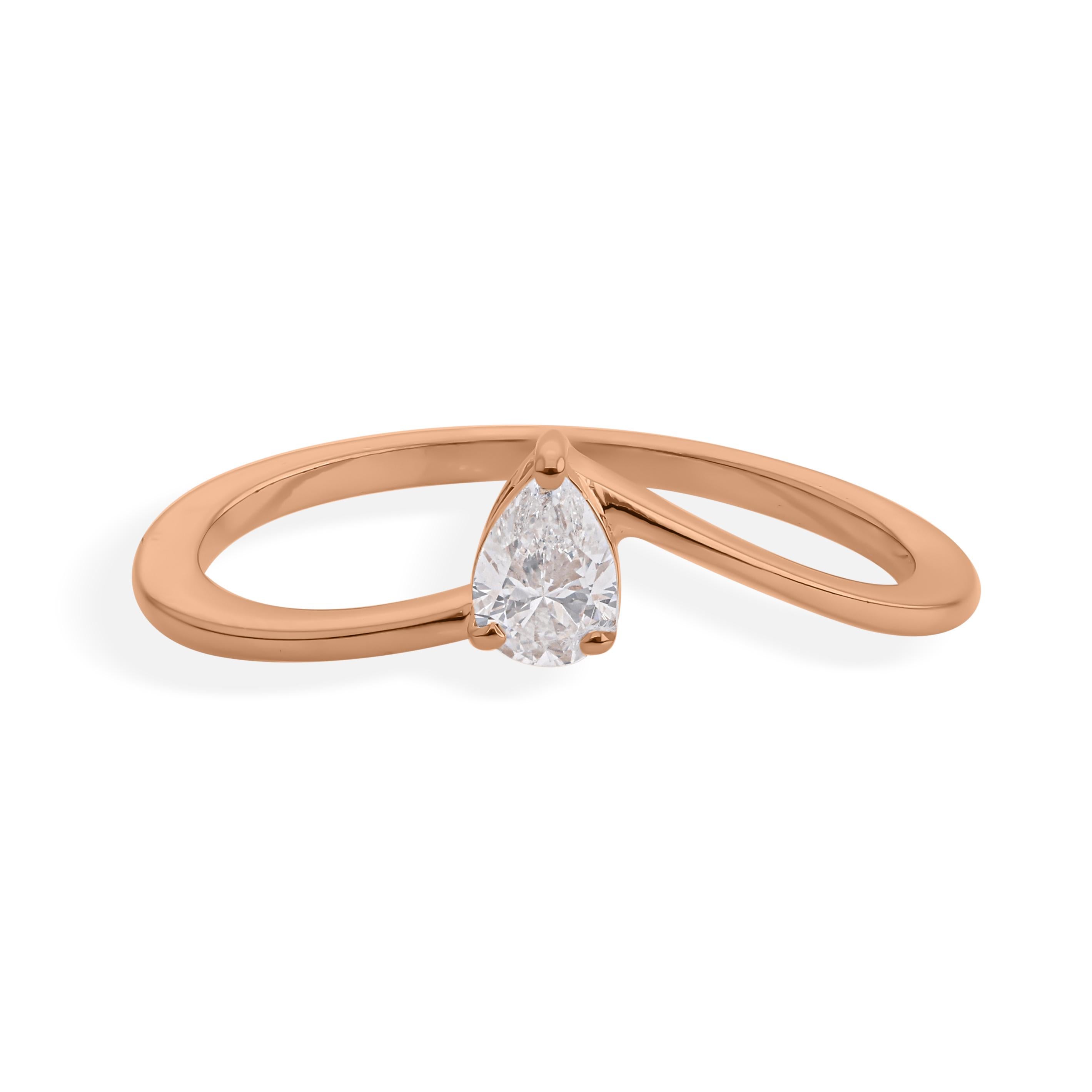 Im Angebot: Zierlicher 0,24 Karat Diamant im Birnenschliff 18 Karat Roségold Versprechensring für Frauen () 11