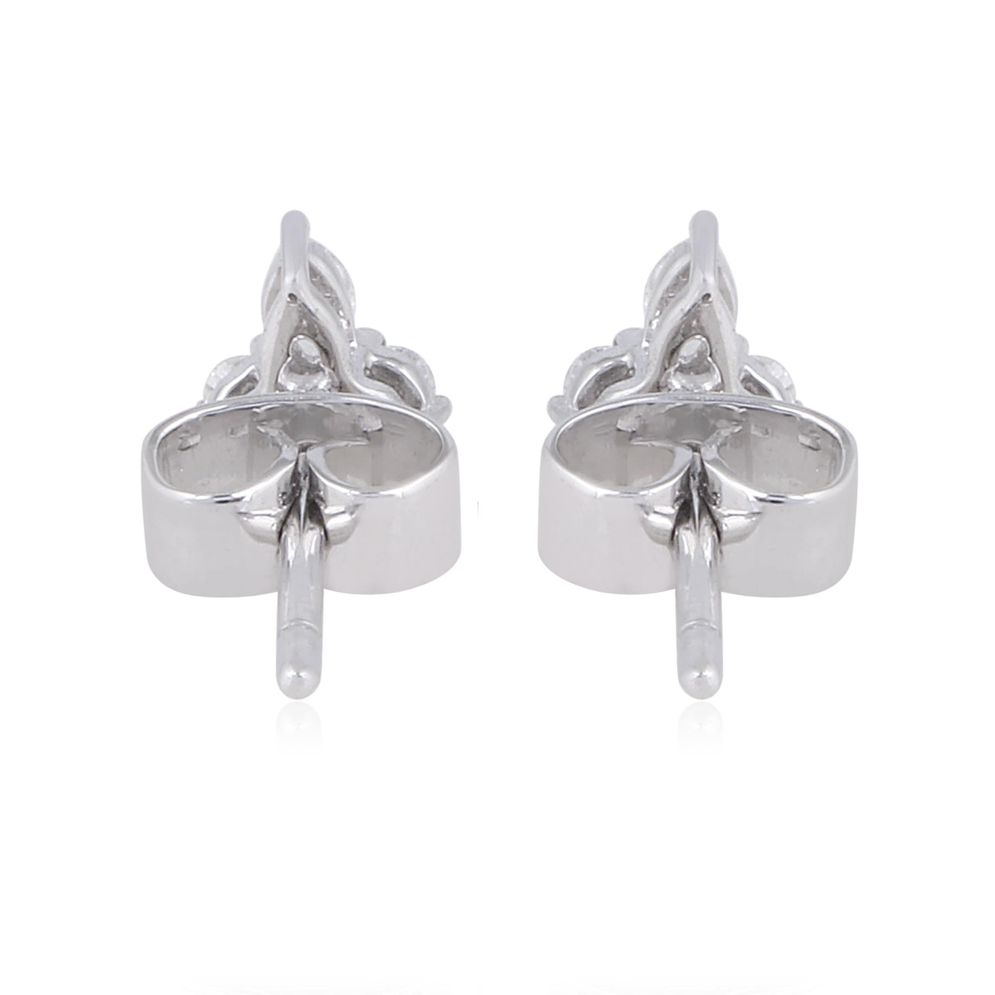 Zierliche 0,29cts SI/HI Diamond Flower Cluster Ohrstecker 18k Solid White Gold (Gemischter Schliff) im Angebot