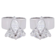 Dainty 0.29cts SI/HI Diamond Flower Cluster Stud Earrings 18k Solid White Gold