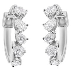 Delicados pendientes de aro abrazador con diamantes talla pera SI/HI de 0,48 qt y oro blanco de 18 quilates