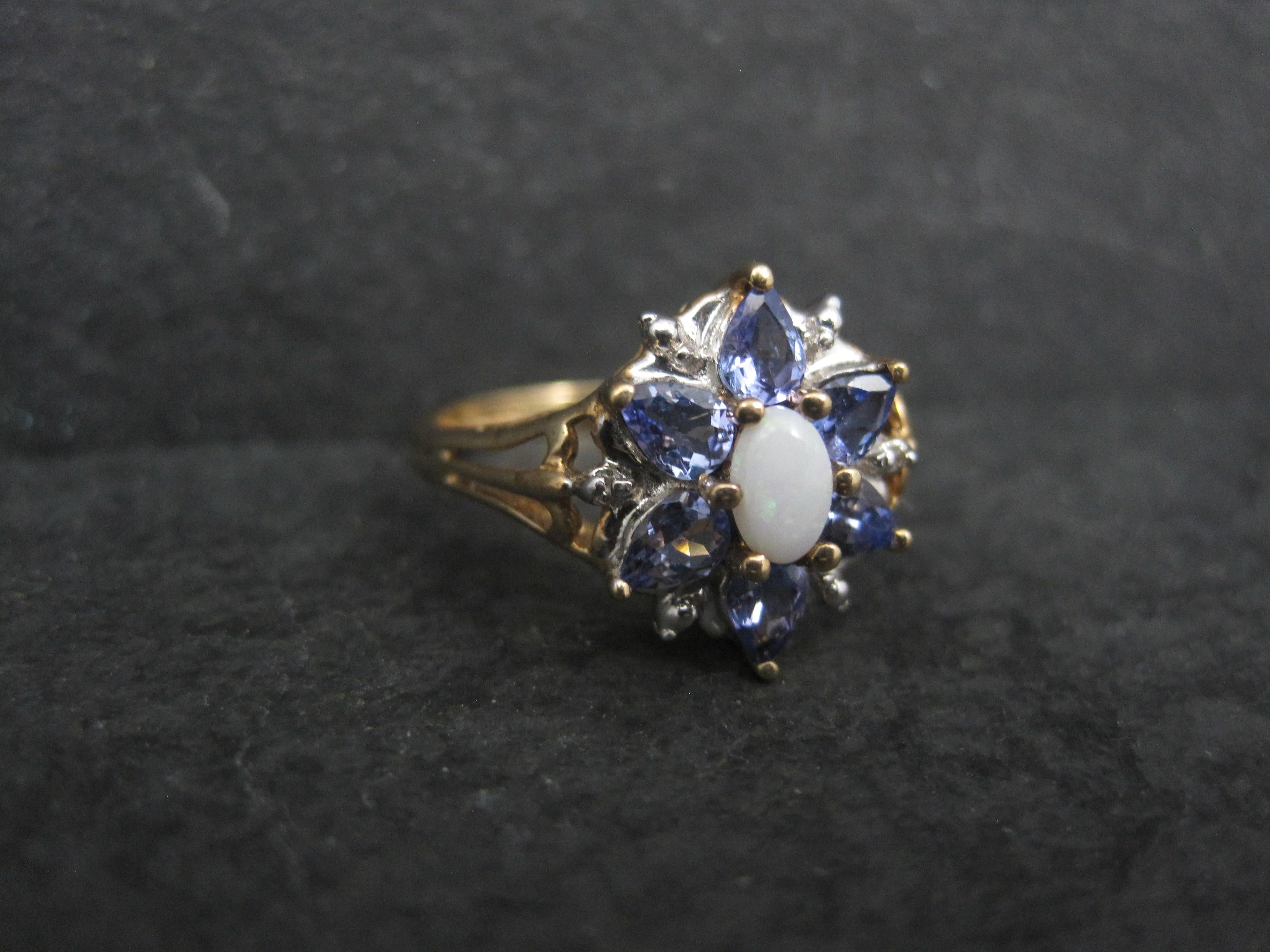Romantic Dainty 10k Tanzanite Opal Ring For Sale