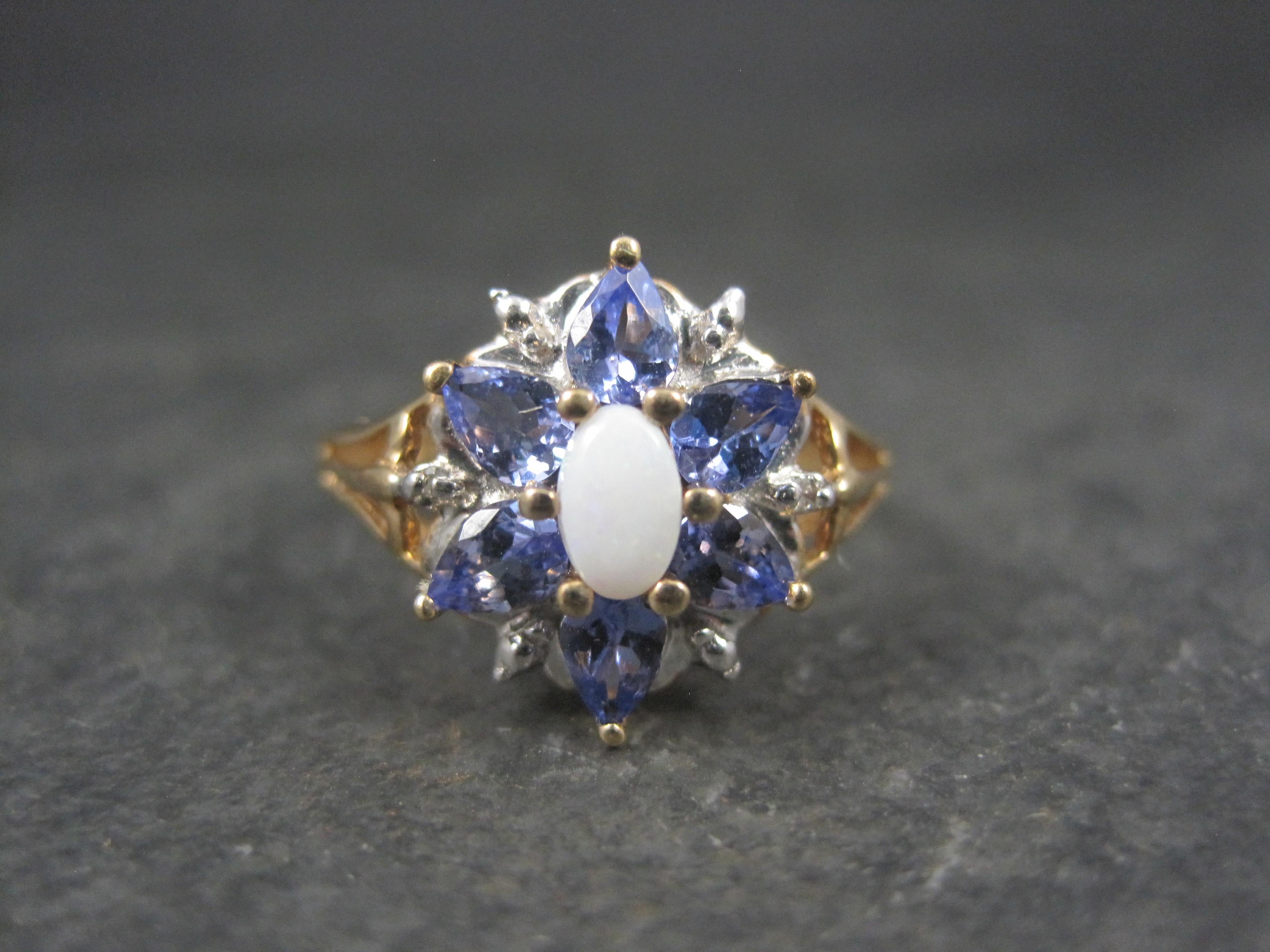 Dainty 10k Tanzanite Opal Ring In Excellent Condition For Sale In Webster, SD