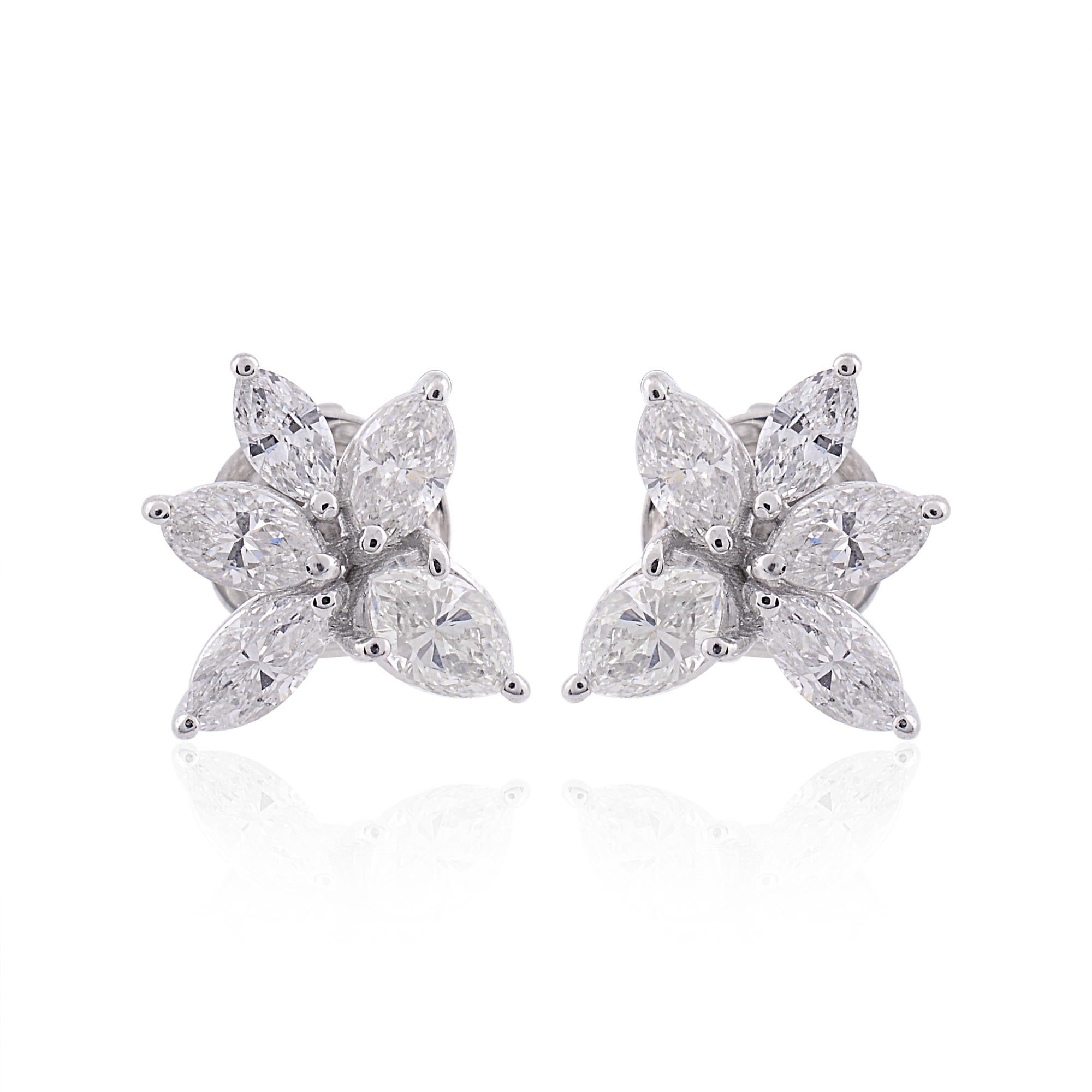 Zierliche 1,2 Karat Diamant Cluster Starburst Ohrstecker Geschenk in 18k Weißgold im Zustand „Neu“ im Angebot in Diera, Dubai