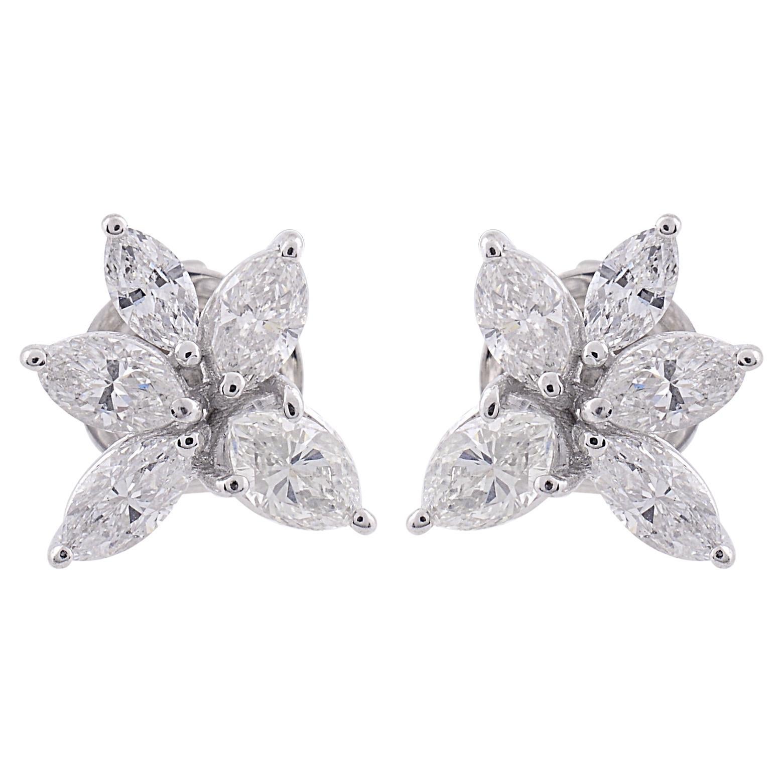 Zierliche 1,2 Karat Diamant Cluster Starburst Ohrstecker Geschenk in 18k Weißgold