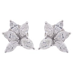Zierliche 1,2 Karat Diamant Cluster Starburst Ohrstecker Geschenk in 18k Weißgold