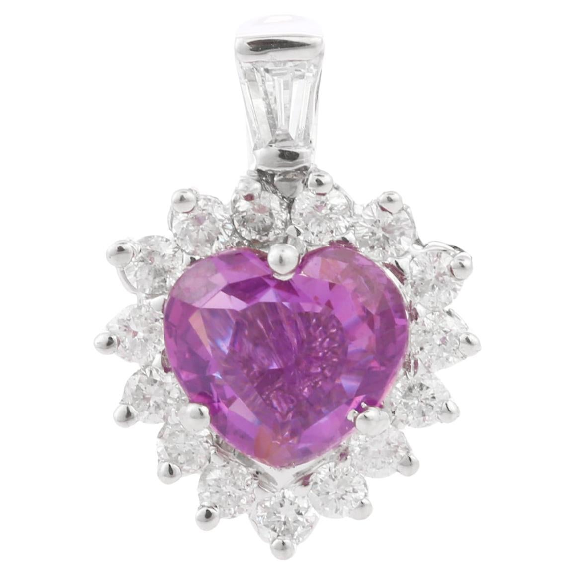 Certified 8.45ct Heart Shape Pink Sapphire and Diamonds Pendant For ...