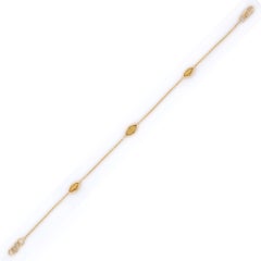 Pulsera Minimalista Cadena Zafiro Amarillo, Pulsera Apilable Oro Amarillo 18K