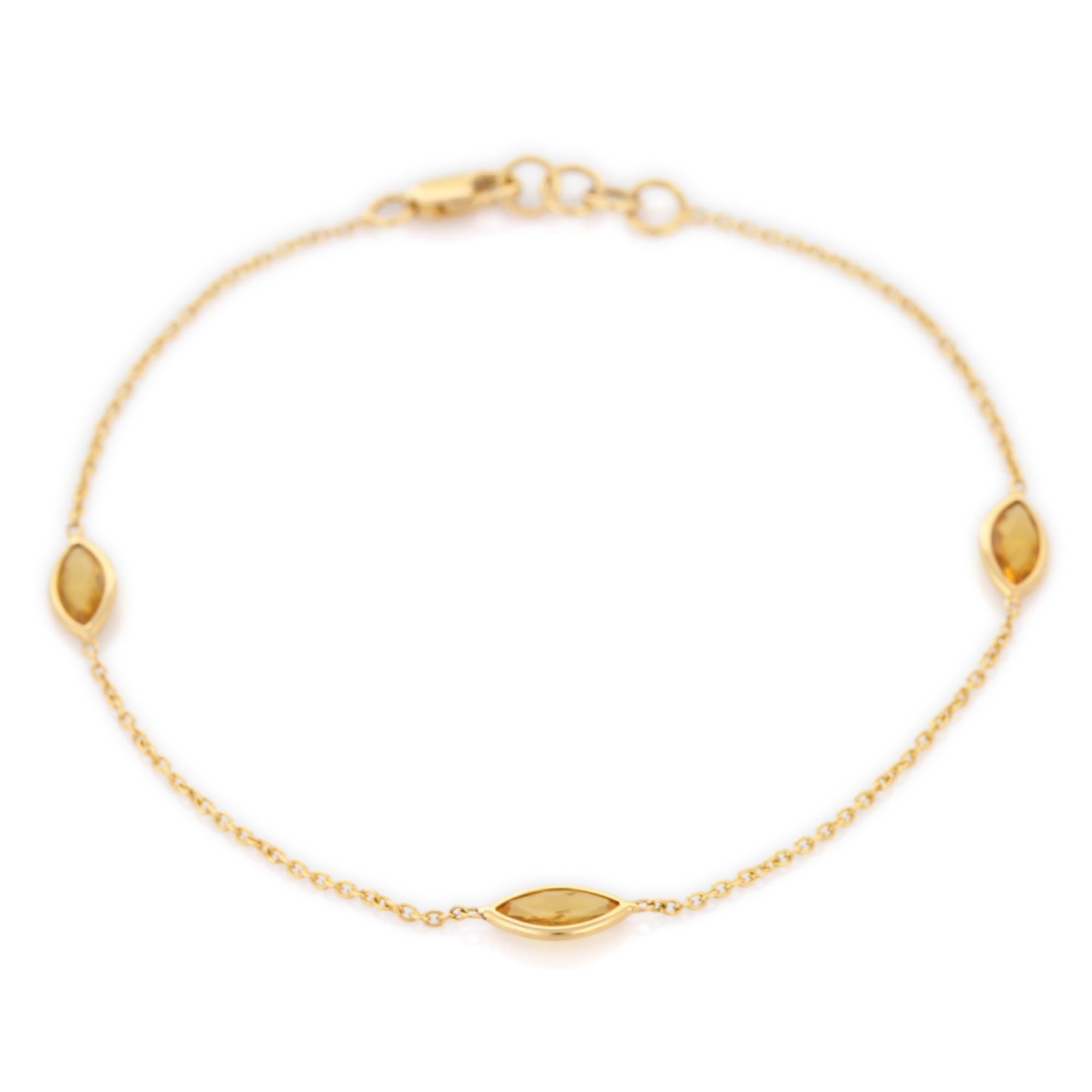 Minimalistisches Gelbes Saphir-Kettenarmband, stapelbares Armband aus 18 Karat Gelbgold im Zustand „Neu“ im Angebot in New York, NY