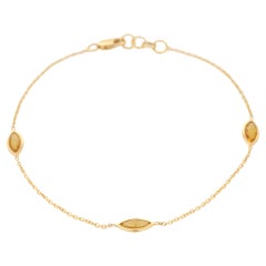 Minimalist Yellow Sapphire Chain Bracelet, 18K Yellow Gold Stackable Bracelet