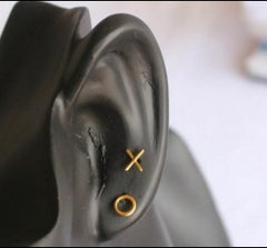 Dainty 14k Solid Gold Minimalist XO Earrings Fashion Earring Piercing Jewelry.
