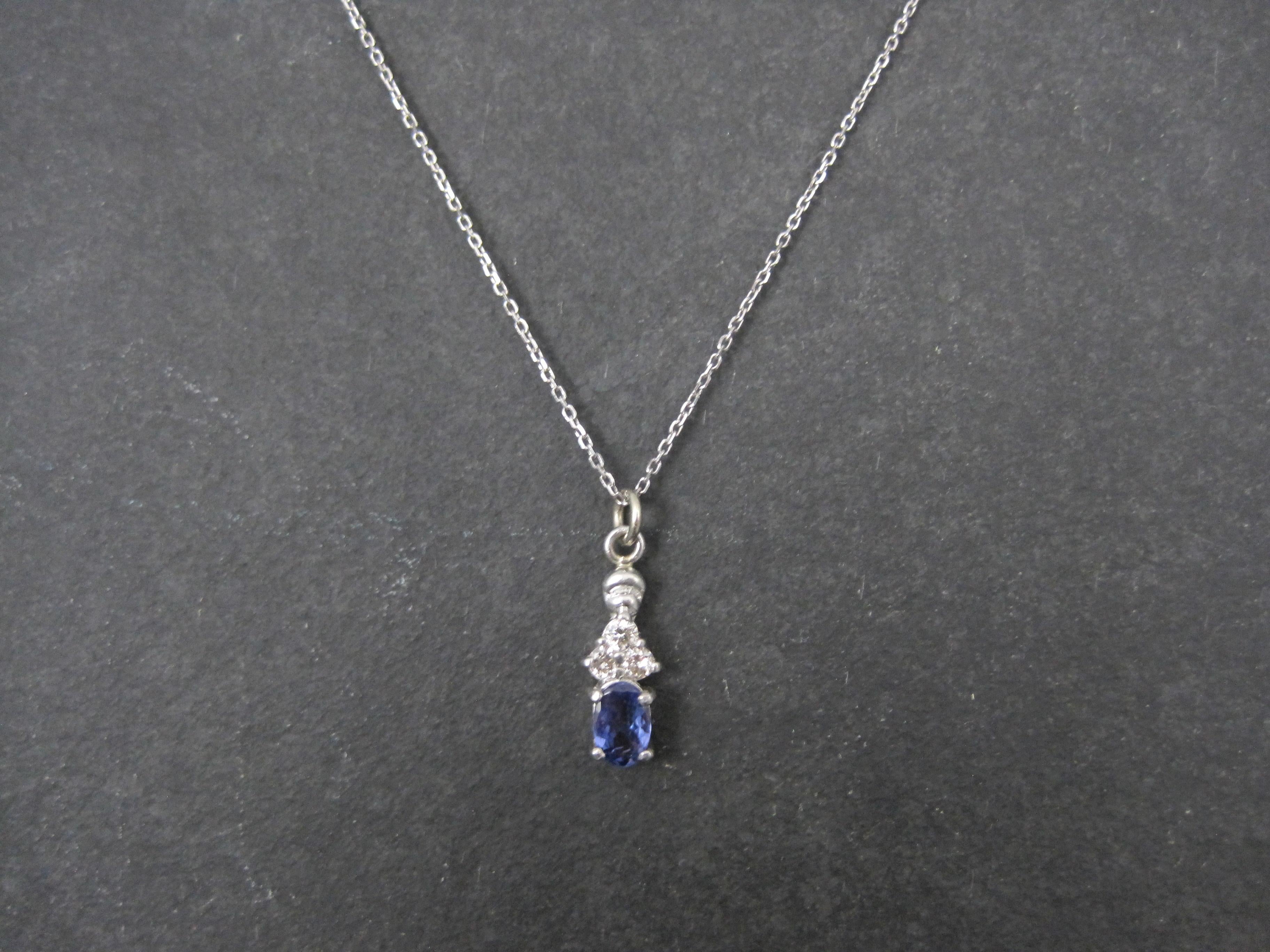 Oval Cut Dainty 14K Tanzanite Diamond Pendant Necklace Le Vian For Sale